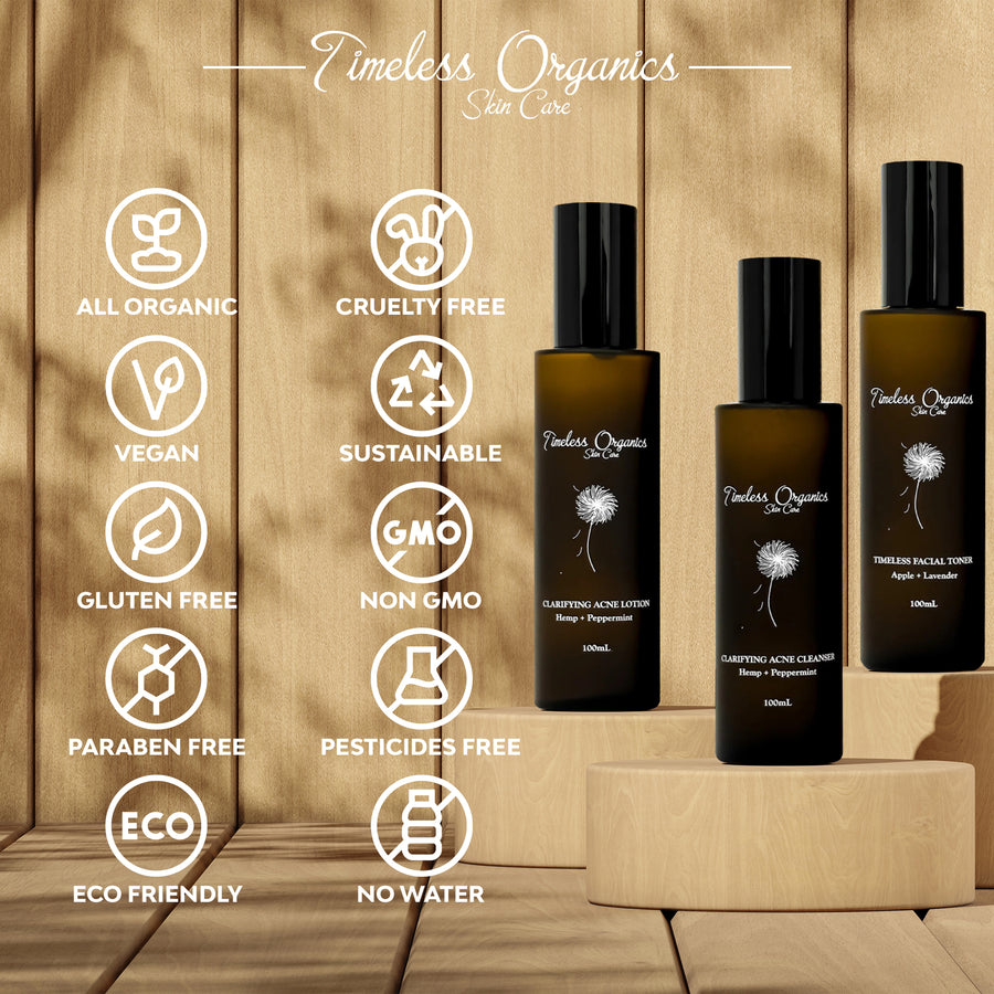 Timeless Organics acne system steps